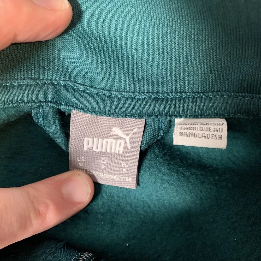 Puma Track Jacket Womens Small Teal Floral Full‎ Zip Sweatshirt Cotton Blend - Picture 3 of 15